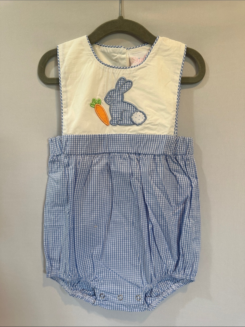 Blue Gingham Bunny Romper